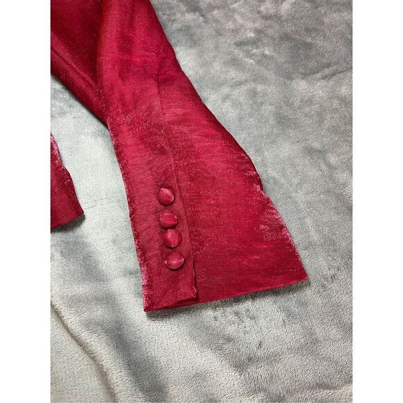 Chico's Blazer Womens 2 Large Red Hooked Neva Linen Blend Full Zip Long Sleeve - Picture 8 of 9